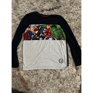 Avengers Long Sleeve Shirt Size 10/12 Navy Gray